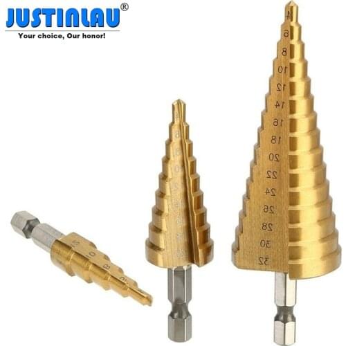 Hss Step Drill bit cone hole cutter Taper metric Straight Groove Step Drill Bit Set Titanium Coated Wood Metal Hole Cutter Core