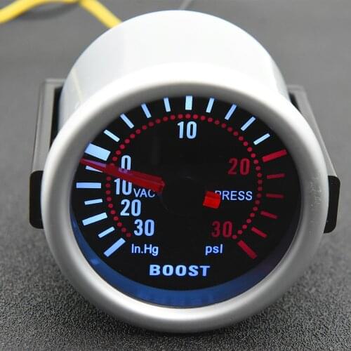 2" 52mm Universal 12V LED Smoke Len PSI/BAR Turbo Boost Gauge Meter Turbo Boost Meter for Gasoline Car Turbo Boost Bar Meter