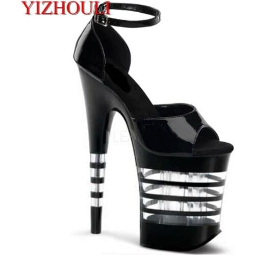 Womens sexy party high heels paint platform shoes 20 cm high heels, foot nude and fine Dance Shoes