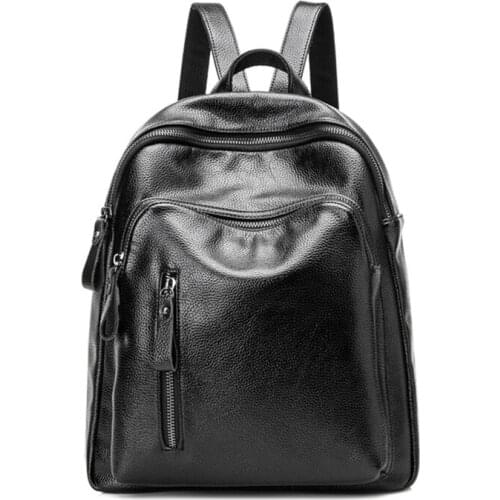 Womens Girl Genuine Leather Backpacks Shoulder Bag School Bag Travel Backpack Large Capacity Waterproof Fashion Leisure