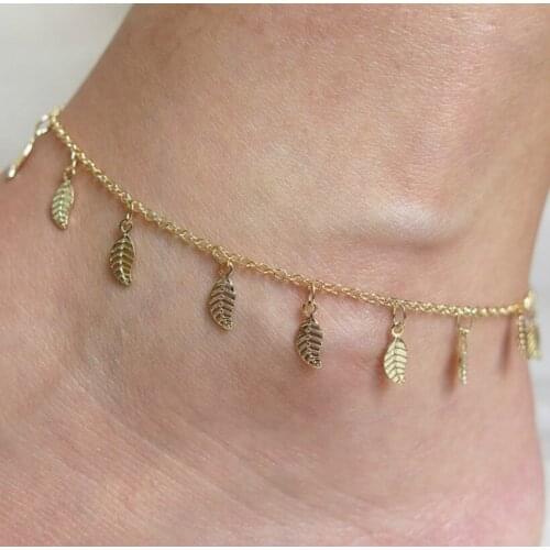 Ankle Fashion Jewelry Simple Fresh Feather Lady Anklet Leaf Tassel Anklet Foot Ornament Feather Leaf Tassel Anklet