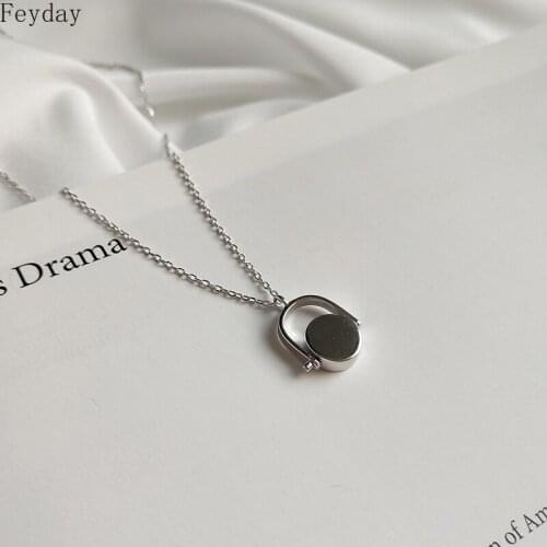 Women Jewelry Rotatable Geometric Pendants Necklace Fashion Temperament 925 Sterling Silver Charm Necklace for Women Party Gift
