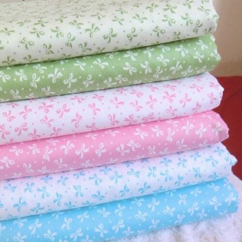 ZY DIY Beautiful 3 colors 50x40cm 100% Cotton Fabric Colorful bowknot Printed Quality Fabric, perfect for DIY handmade pattern