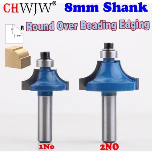 1PC 8mm Shank High Quality Round Over Beading Edging Router Bit - 1/4",3/8" Radius wood router bit Straight end mill trimmer