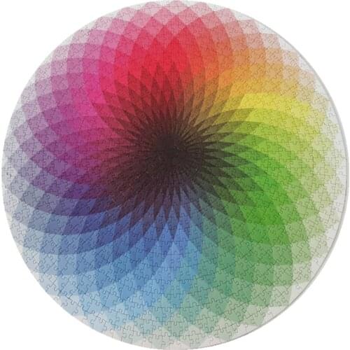 1000Pcs Puzzle Gradient Color Self Assembly Round Jigsaw DIY Rainbow Kids Educational Toys Parent-child Activities