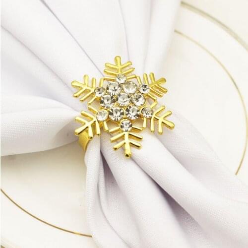 12pcs / metal snowflake Napkin Ring Gold Silver Napkin Ring table decoration used for western family hotel wedding party