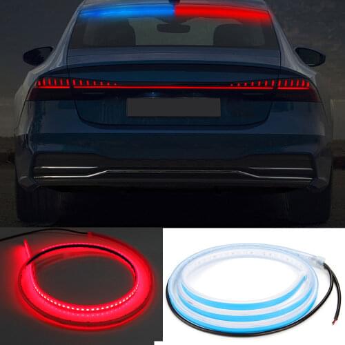 120cm Car Rear Glass Led Warning Light Red Blue Modified Flash Warn Flexible-Strip Atmosphere Lamp Auto Taillight Decorative
