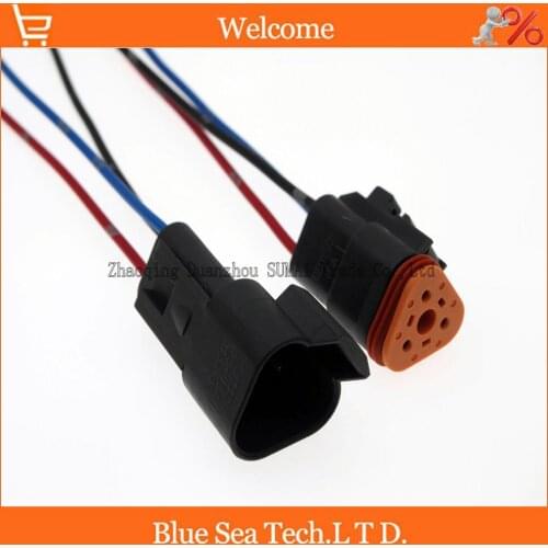 2 Pairs Deutsch DT06-3S and DT04-3P 3Pin Engine/Gearbox electrical connector with cable for car,bus,motor,truck etc