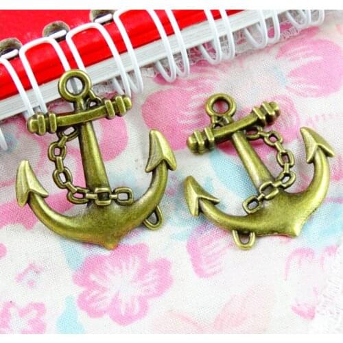 20Pcs 31*27MM Antique Bronze Plated Antique Silver Color Alloy Anchor Charms Pendant For Necklace Bracelet Diy Jewelry Accessor