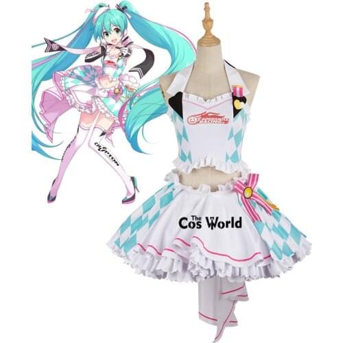 Vocaloid 2019 Miku Race Suit Racing Wear Tops Skirt Outfit Anime Cosplay Costumes