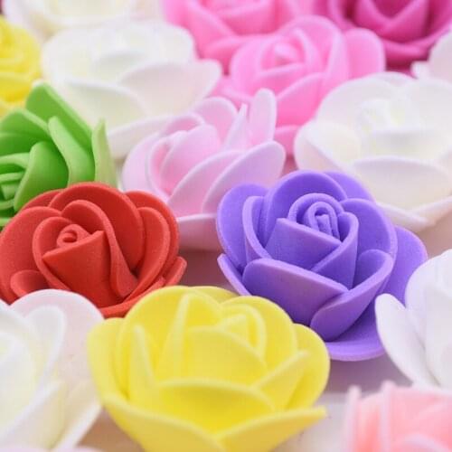 50-200pcs 3cm Foam Roses Artificial Flowers DIY Teddy Bear Rose Head for Wedding Decoration Bride Wreath Handmade Crafts Rosette