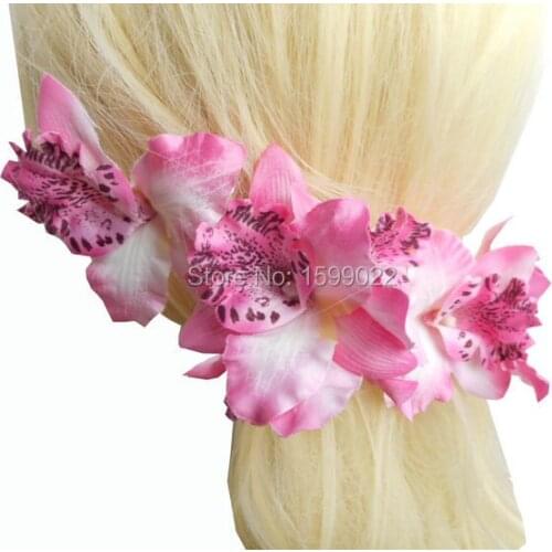 3pcs/lot Artificial Orchid Head Clip Diy Bride Brooch Pins Pink Hair Accessories for Bridesmaids Women Jewelry Thailand Flowers
