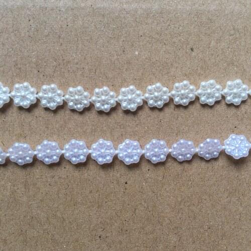 50 Meters/Roll flower Plastic Pearl Trim 6mm Pearl Bead String Trim Chain Sew VX11- White