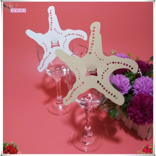 50pcs Starfish Shape Laser Cut Cup Wine Glass Card Name Place Card Wedding Decorations Birthday Bridal Favors Party Supplies 5Z