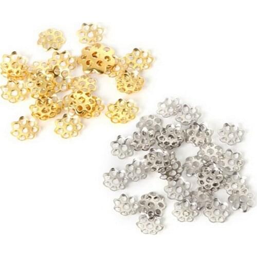 Promotion! 1000PCS Gold/Rhodium Plated 6mm Iron Carved Hollow Flower Spacer Beads End Caps For Jewelry DIY Charms Connectors