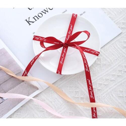 1CM Print Letters "Just For You " Satin Ribbons Gift Packing Ribbons Wedding Party Decorative DIY Crafts supplies 45 meters/roll