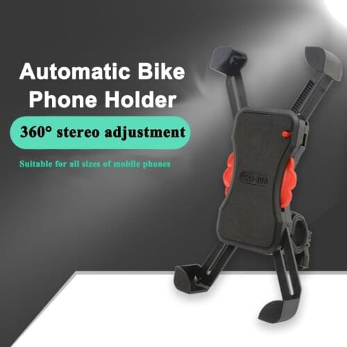 Automatic Lock Bicycle Phone Mont Anti Shock Bike GPS Stand Holder 360 Degree Rotate Universal Cycling Handlebar Bracket Support