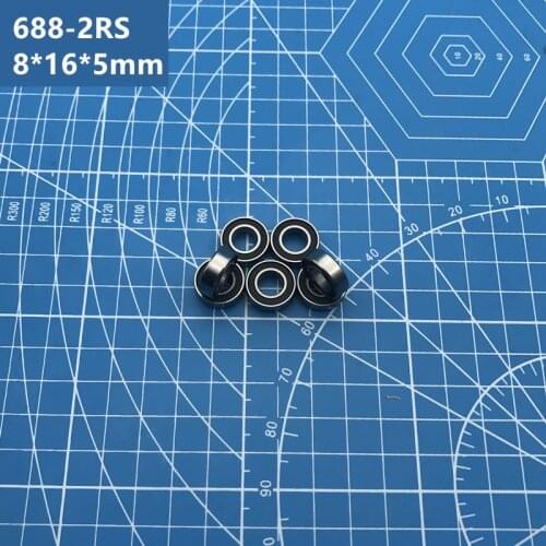 Free Shipping 10pcs 688-2RS 8*16*5mm Miniature 688RS deep groove Ball Bearings 688RS 618/8RS Z3V3 black Sealed Bearing 688 2RS