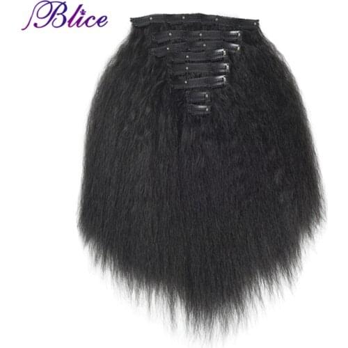 Blice 18 Clips In Hair Hairpieces 16-20 Inch Kinky Straight Long Synthetic Heat Resistant Hair Extensions 8Pcs/set Deal