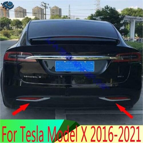 For Tesla Model X 2016 2017 2018 ABS Chrome Rear Reflector Fog Light Lamp Cover Trim Bezel Frame Styling Garnish