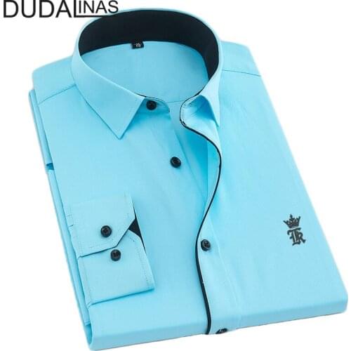 Dudalinas Sergio K 2020 mens large size slim casual shirt long sleeve business mens shirt
