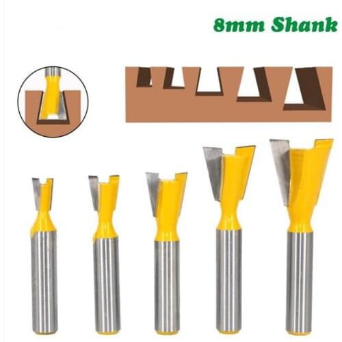 8mm Shank Grade Industrial Rod Dovetail Router Bit Swallow Tail Woodworking Etching Milling Tools For Wood Cutter