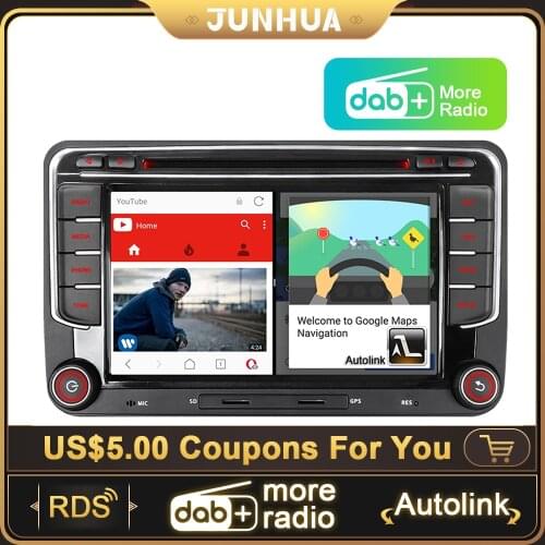 JUNHUA 2 Din Built-in DAB Car Radio DVD SWC BT RDS GPS Navigation For VW PASSAT B6 Golf 5 6 Tiguan Polo Skoda Octavia Yeti