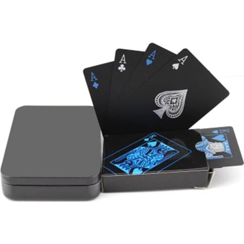 Quality Waterproof PVC Plastic Playing Cards Set Trend 54pcs Deck Poker Classic Magic Tricks Tool Pure Black Magic Box-packed