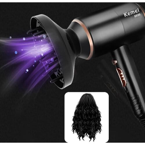 Kemei Hair Dryer Hot and Cold Wind Professional Powerful 4000W Blow Dryer Hairdryer No Injury Water Ions Hair Drying Machine