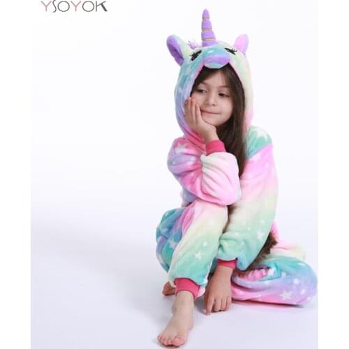 Kigurumi Children Winter Sleepwear Kids Unicorn Panda Pajama sets Baby Girls Boys Licorne unicornio Onesies for 4 6 8 10 12 Ye