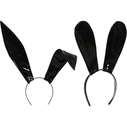 Leather Rabbit Ears Headband Handmade Sexy Bunny Ears Hairband Easter Halloween Cosplay Props Theme Hair Accessories