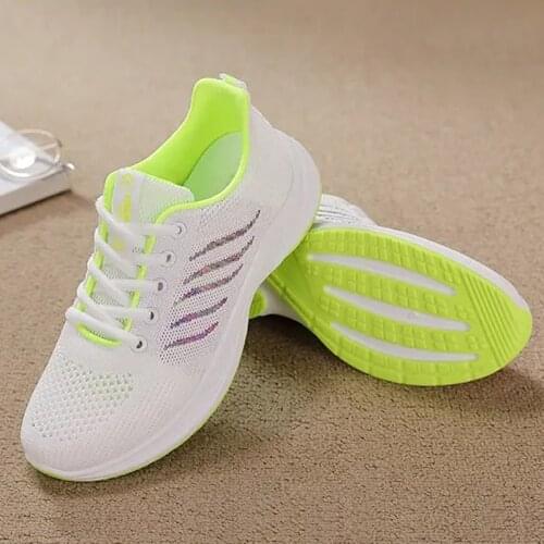 Womens Vulcanize Shoes Youth Mesh Casual Shoes Lace-up Elastic Sneakers Female Energy Solid Color Shoes Walking Summer Non-slip