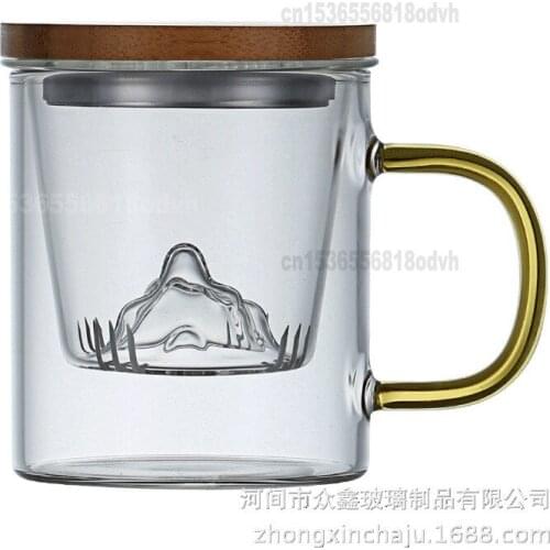 Lid Glass Cup Handle Tea Cup Three-piece Tea Separation Office Flower Tea Clear Glass Filter Cups Coffee Mugs