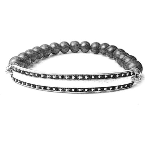Lava Stone Obsidian Matt Bead Bracelets Silver Skeleton Skull Ornament Curved Bracelet, 2018 Bead Bracelet Jewelry For Men Women