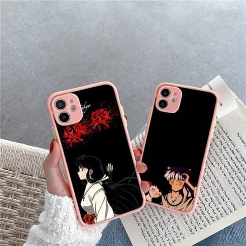 Inuyasha Phone Case Matte transparent For Pink iPhone 12 Mini 11 Pro XR XS Max 7 8 Plus X Back Cover