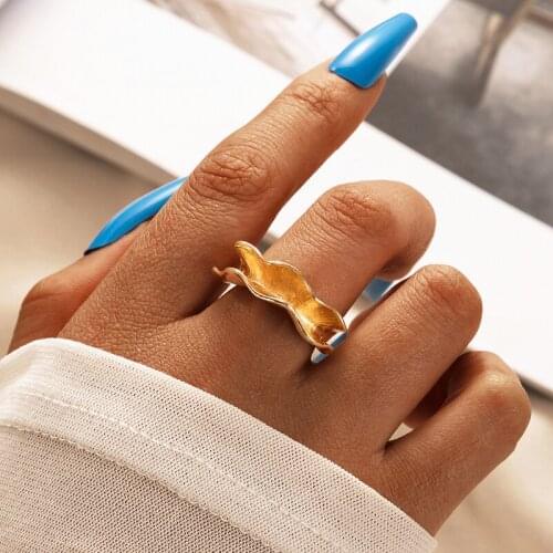 HuaTang New Design Irregular Shape Single Ring for Women Men Trendy Gold Color Alloy Geoemtic Ring Fashion Jewelry кольца 17909