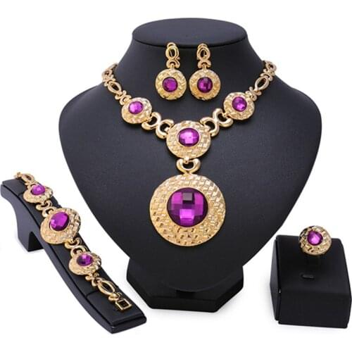 Longqu 2020 statement bridal Jewelry Set Dubai Gold Jewelry Set Wholesale Joyería Nigerian Wedding woman accessories jewelry set
