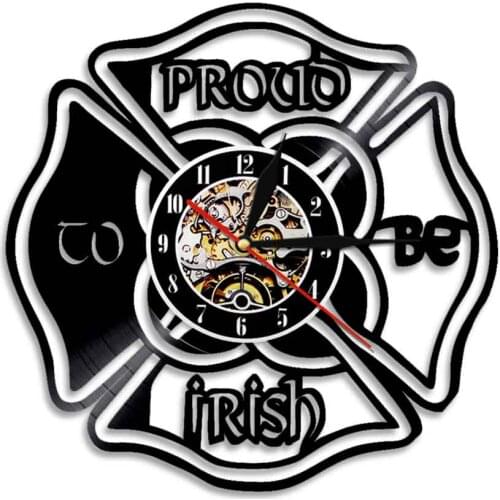 Proud To Be Irish St Patricks Day Vinyl Record Wall Clock Ireland Retro Home Decor Wall Watch Carved Album Music Record Clock