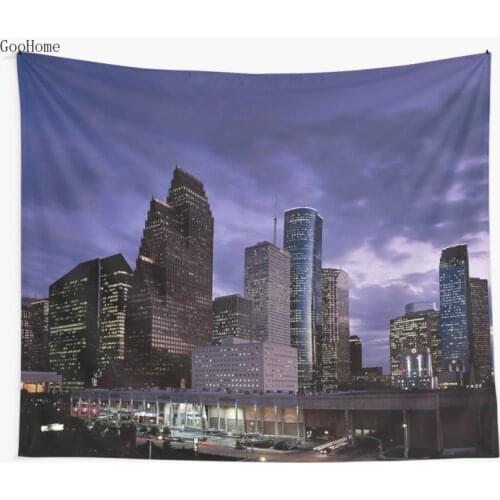 Houston Night Skyline Wall Tapestry Cover Beach Towel Throw Blanket Picnic Yoga Mat Home Decoration