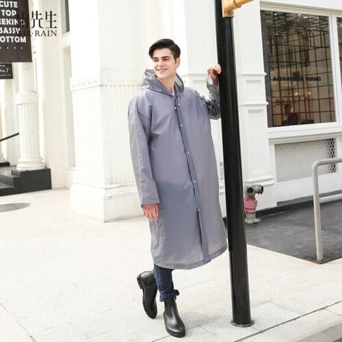 2021 New Eva Raincoat Mens And Womens Adult Long Raincoat Outdoor Hiking Raincoat Hooded Transparent Four Seasons Raincoat
