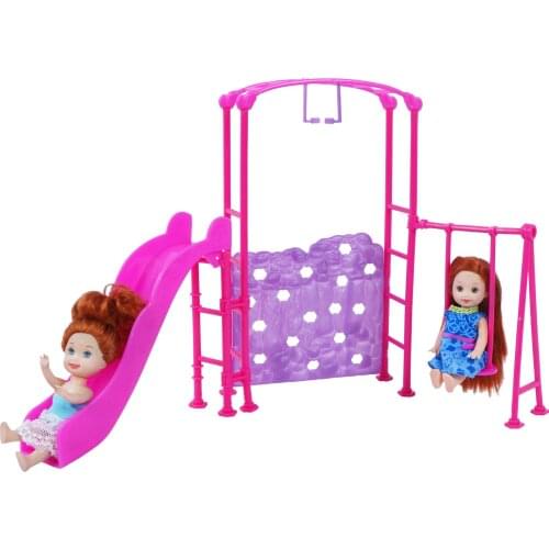 One Set Doll Accessories Park Slide Swing Kindergarten For Barbie Doll For Kelly Doll Amusement Baby Girl DIY Play House Toy