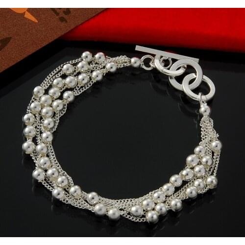 Wholesale fashion jewelry,M925 - jewelry Bracelet ,Six-lane light bead bracelets, fashion jewelry Bracelet wholesale price