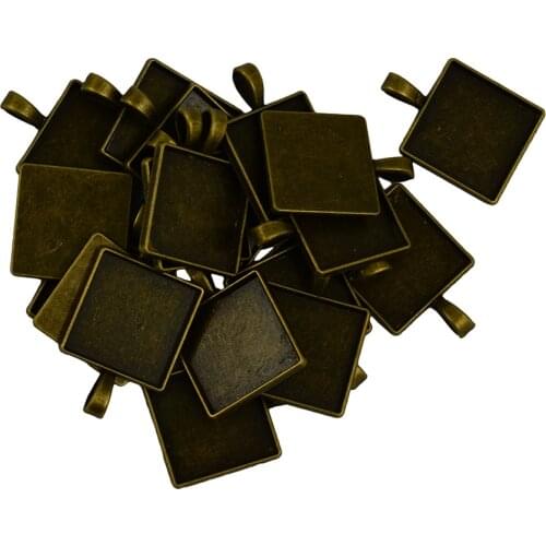 20 x Blank Square Bezel Tray Base Cabochon Pendant DIY Jewelry Findings