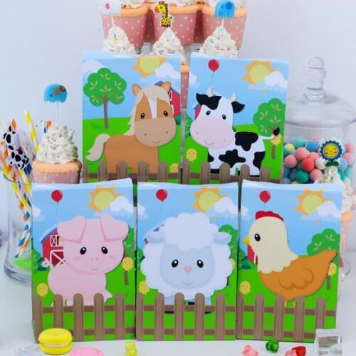 Farm Animal Favor Box Candy Box Gift Box Cupcake Box Boy Kids Birthday Party Supplies Decoration Event Party Supplies