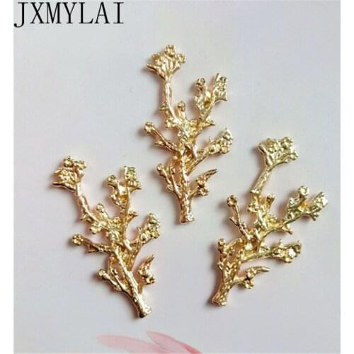 10 PCS 21*42mm Fashion Metal Alloy KC Gold Flowers Branch Connectors Charm For Jewelry Making