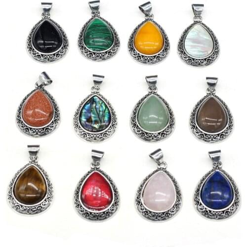 Natural Shell Stone Pendant Exquisite Oval Shape Abalone Shell Agates Crystals Amethysts Charms For Jewelry Making Necklace DIY