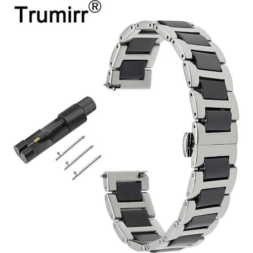 Ceramic & Stainless Steel Watchband for Garmin Venu / Vivoactive 4 3/ Vivomove HR 3 3S Luxe Style Watch Band Quick Release Strap