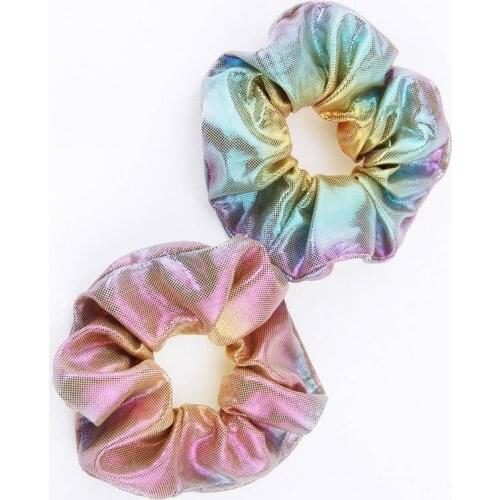 Delicate Shiny Metallic Hair Scrunchies Ponytail Holder Elastic Hair Ties Bands