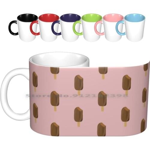 Milk Chocolate Ice Cream Pattern Pink Ceramic Mugs Coffee Cups Milk Tea Mug Ice Cream Chocolate Milk Chocolate Chocolate Lover