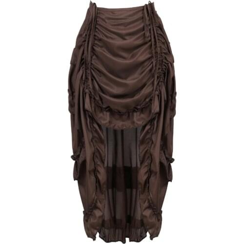 S-6XL Medieval Gothic Irregular High Low Ruffled Maxi Long Skirts Women Corset Skirt Vintage Steampunk Pirate Cosplay Costumes